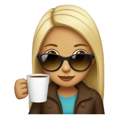 Girl drinking coffee with sunglasses  sticker