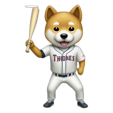 baseball player shiba-with-cricket-bat sticker