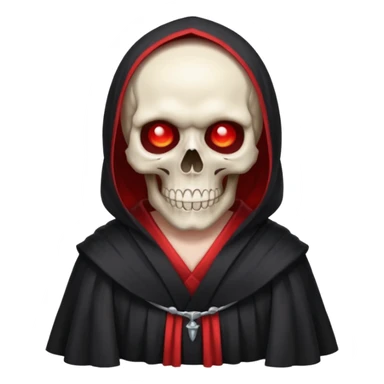 skull with red eyes robe covering shoulders sticker