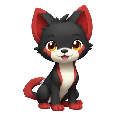 cute edgy black red animal hybrid Fakemon full body sticker