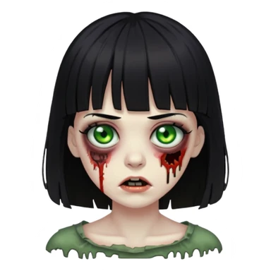 Zombie woman with bangs and black hair sticker