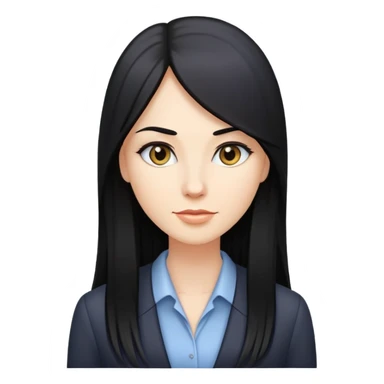 business woman long straight caucasian long black hair sticker