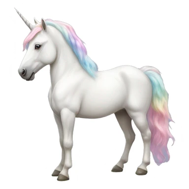 Fullbody realistic four-legged White unicorn with pastel color mane  sticker