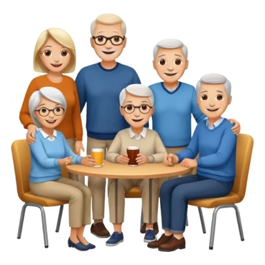 A large crowd of adults and seniors in casual clothing at an afterwork meeting sticker