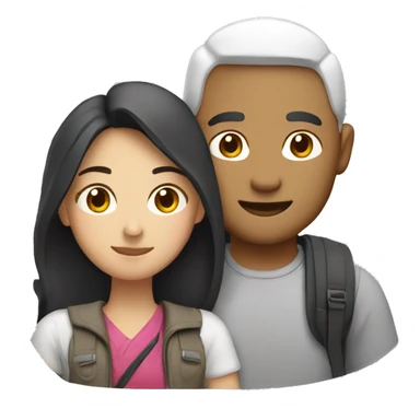 A half white half Asian couple traveling  sticker
