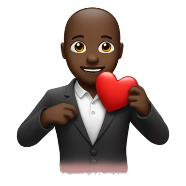 Black emoji holding a heart sticker