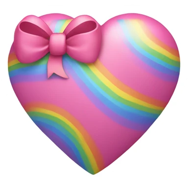 Rainbow heart, with a pink bow attached sticker