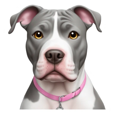 Gray and white pit bull with thin white stripe down to pink nose  sticker