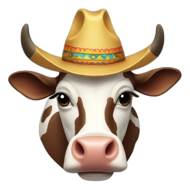 cow with sombrero and horns sticker