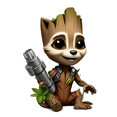 baby groot and rocket racoon sticker