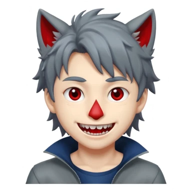 Wolf Anime Boy Red Smile sticker