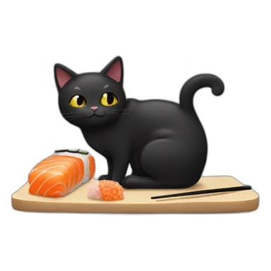 Black cat and sushi sticker