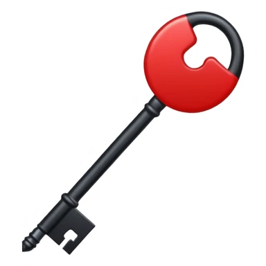 iOS sticker, dark key, black metal, red hole, minimal sticker