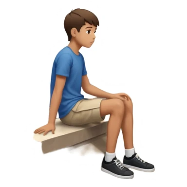 Ragazzo seduto su un tetto di un palazzo, con le gambe a penzoloni sul vuoto in 2d qundi di profilo sticker