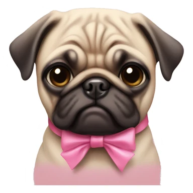 Pug with pink bow  sticker