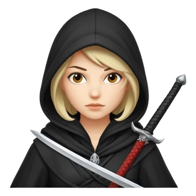 asasin woman with hood and sword sticker