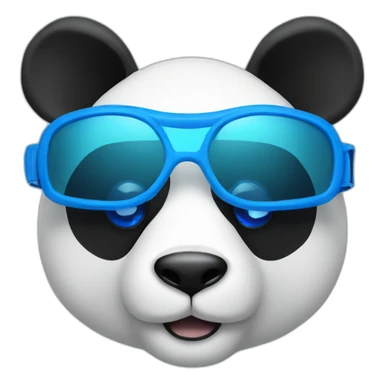 Panda head with blue swim goggles sticker