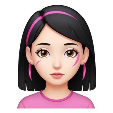 girl with black hair and pink streak by ear sticker