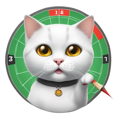 White British cat play darts sticker