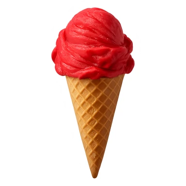 red ice cream, bright, with waffle cone, transparent background sticker