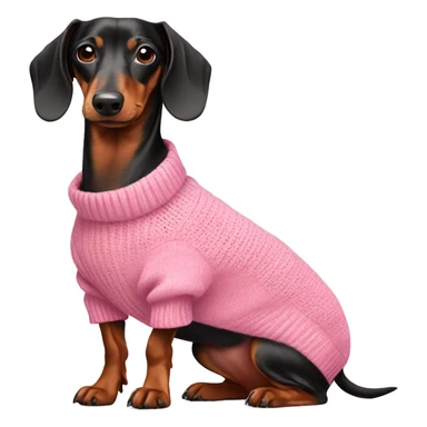 cute dachshund wearing pink sweater  sticker