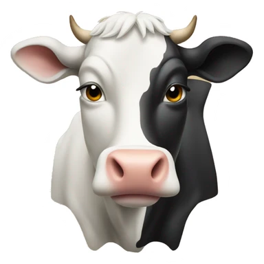 Half Cow face and other half bull face sticker