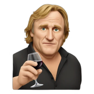 Gérard Depardieu buvants du vins sticker