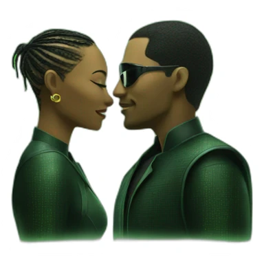 couple looking each other in matrix backgroud sticker