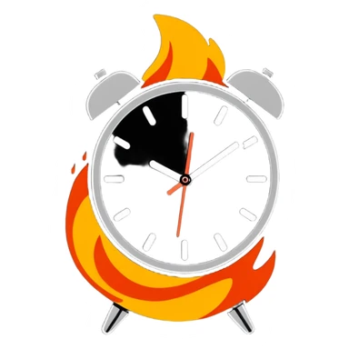 cartoon sticker of a clock on fire sticker