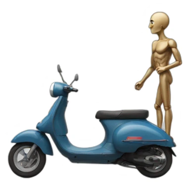 Tall thin man on scooter xith greek flag sticker