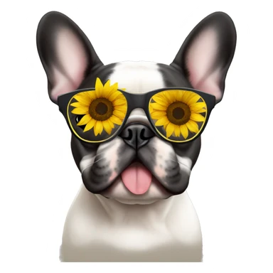 French bulldog wearing sunflower glasses sticker