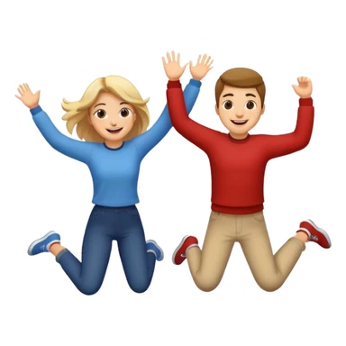 girl and guy jumping together  sticker