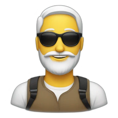 Round Emoji with Black sunglasses and beard sticker