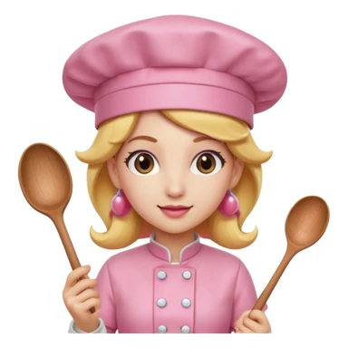 Pink chef hat princess peach with a hand and spoon  sticker