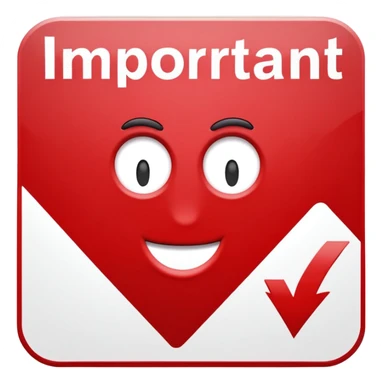 The word "important" on a red sign sticker