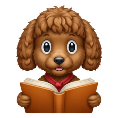 Cozy autumn brown cockapoo and book sticker