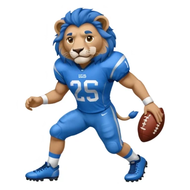 full blue color lion, wearing blue american football jersey sticker