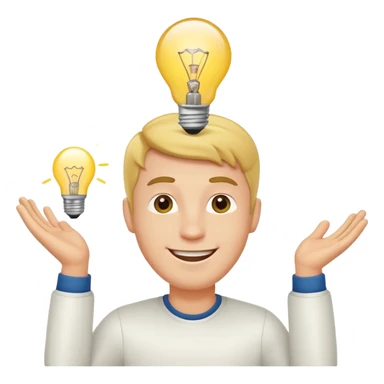 white man with light bulb over head, came up with idea sticker