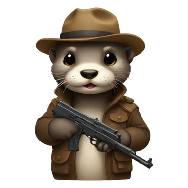 a cute otter with a gun sticker