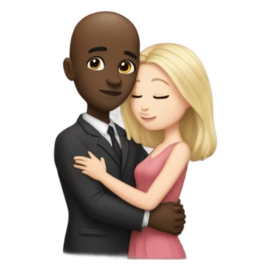 White girl dark hair kissing bald black man sticker