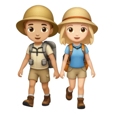 boy and girl enjoying outdoor adventure sticker