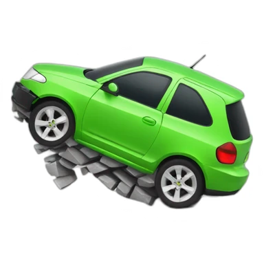 car crashing into a milestone that says metric sticker