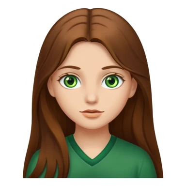 Girl with long brown hair and green eyes  sticker