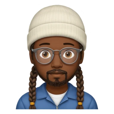 man with braids glasses beanie and goatee sticker