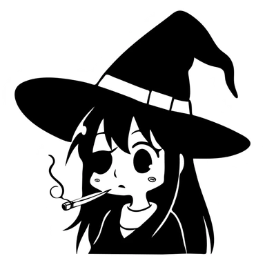 Anime witch girl Megumin from Konosuba with witch hat and eye patch smoking a joint sticker