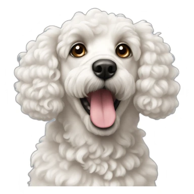 caniche white curly ears sticker