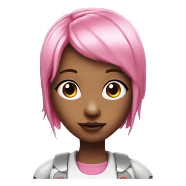 Realistic robot girl with pink hair and antennas  sticker
