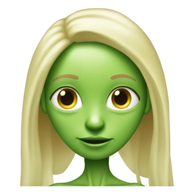 a green alien woman full body,blonde sticker