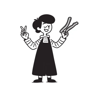 playful character with bacon sticker