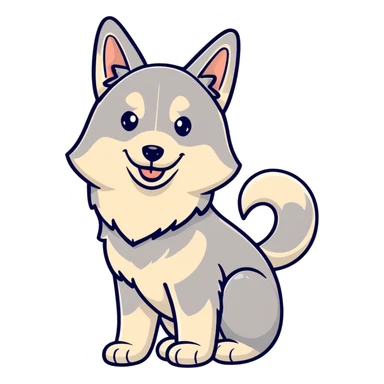 happy light cinnamon colored husky dog, pale tan sticker